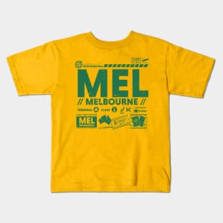 Vintage Melbourne MEL Airport Code Travel Day Retro Travel Tag Australia b Kids T-Shirt